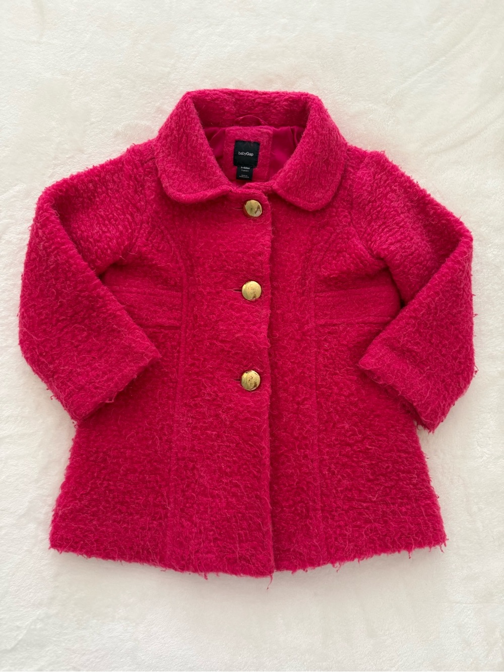 Baby Gap Fuzzy Hot Pink Pea Coat - Toddler Girl size 3